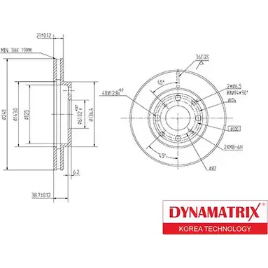 Тормозной диск DYNAMATRIX DBD447 JS2V E 262BDM2 1232913506 изображение 0