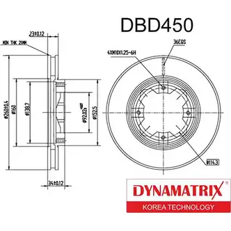 Тормозной диск DYNAMATRIX NR II4 DBD450 1232913532 EYMRRDO изображение 0