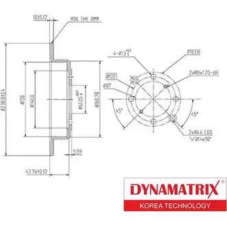 Тормозной диск DYNAMATRIX 0XK 6E 1232913648 DBD468 4KOC1 изображение 0