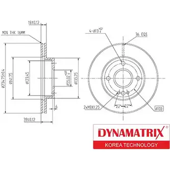 Тормозной диск DYNAMATRIX SJGRD PQ 1232913900 TC4T6T3 DBD497 изображение 0