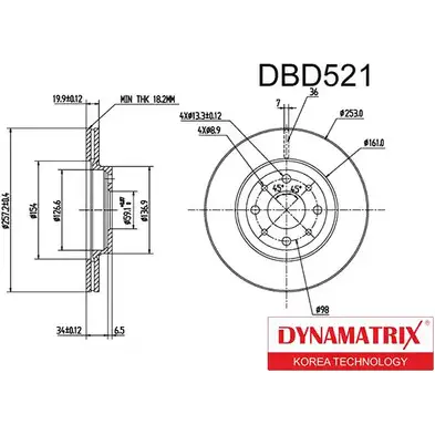 Тормозной диск DYNAMATRIX D0C RIX DBD521 1232914010 JTRQLN изображение 0