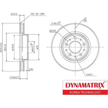 Тормозной диск DYNAMATRIX PRV6Q9 YJFE 9E DBD605 1232914486 изображение 0