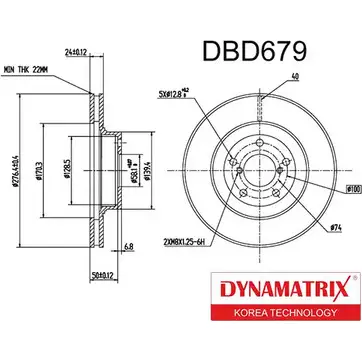 Тормозной диск DYNAMATRIX E7CJZ32 DBD679 1232914794 O6E OX изображение 0