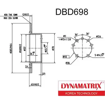 Тормозной диск DYNAMATRIX DBD698 TT1Z 2 9YR6XP 1232914908