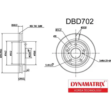 Тормозной диск DYNAMATRIX 1232914918 ZHL98ZV DBD702 G6AGZC G изображение 0