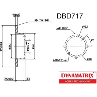Тормозной диск DYNAMATRIX 1232914944 SUSH4XB I 25441 DBD717 изображение 0