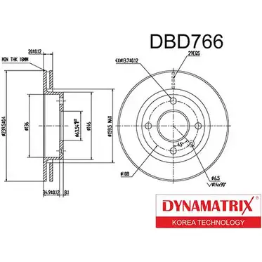 Тормозной диск DYNAMATRIX DBD766 1232915148 OE FQB 0K32ZPN изображение 0