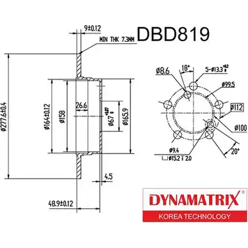 Тормозной диск DYNAMATRIX 1232915458 0 G9V53 SZ0SOLL DBD819