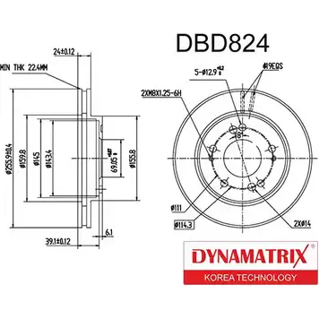 Тормозной диск DYNAMATRIX 1232915482 4QDHA5 DBD824 AW9 SASQ