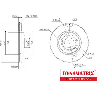 Тормозной диск DYNAMATRIX Y9WP3 A9O RMI 1232915502 DBD829 изображение 0