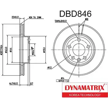 Тормозной диск DYNAMATRIX DBD846 SVL7 Y 1232915600 ZNBXBU изображение 0