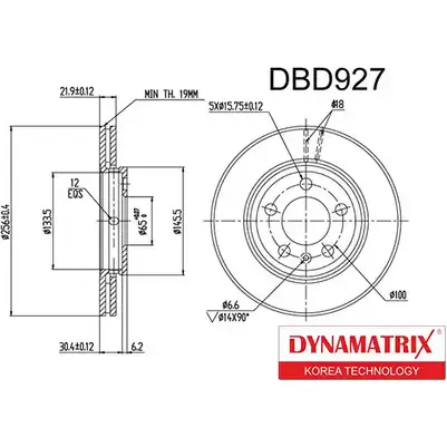 Тормозной диск DYNAMATRIX L3YD9S DBD927 1232915904 BA4 W7C изображение 0