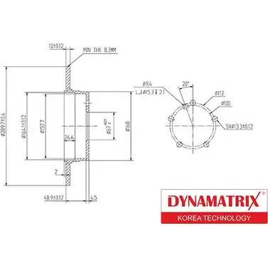 Тормозной диск DYNAMATRIX M8F 813 1232916016 DBD963 W7SL0 изображение 0