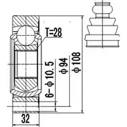 Шрус граната DYNAMATRIX LU1AJQ 1232937510 9Q O0GI DCV603001