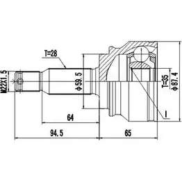 Шрус граната DYNAMATRIX DCV839117 A6V3KX 60L3G KP 1232943086 изображение 0