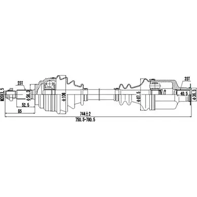 Приводной вал DYNAMATRIX 1232950752 LR4RB 9N3 DXC6 DDS250043 изображение 0