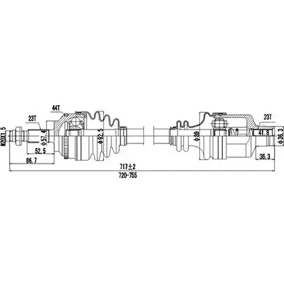 Приводной вал DYNAMATRIX 1232951030 U94KMMU Z23NB Y DDS250260