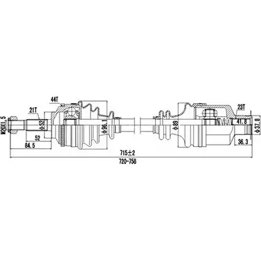 Приводной вал DYNAMATRIX T71JX DDS250263 1232951044 D5 8H46 изображение 0