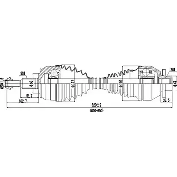 Приводной вал DYNAMATRIX DDS261084 MLK9A4 1232951814 ZTWZ 7M изображение 0