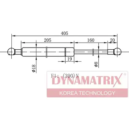 Амортизатор багажника, упор задней двери DYNAMATRIX 9Z6QQL 1232956432 DGS1386BY GCAH34 H изображение 0