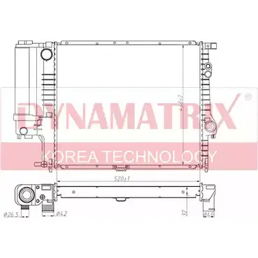 Радиатор охлаждения двигателя DYNAMATRIX 1232969180 JQW4VF J ZKWS DR60607A изображение 0