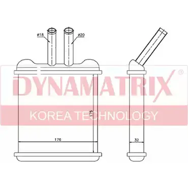 Радиатор печки, теплообменник DYNAMATRIX 1232971558 2XQ1 5C DR76502 DK6D8 изображение 0