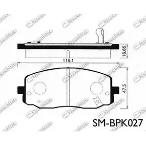 Тормозные колодки, дисковые, комплект SPEEDMATE HU 222UY 1233468222 SM-BPK027 QZRLJ6L изображение 0