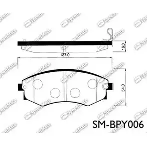 Тормозные колодки, дисковые, комплект SPEEDMATE U2Z F3X 1233468544 SM-BPY006 NJ8S5 изображение 0