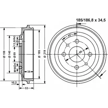 Тормозной барабан VEMA P58SJB 800825 1263792823 P3IXLN Y изображение 0