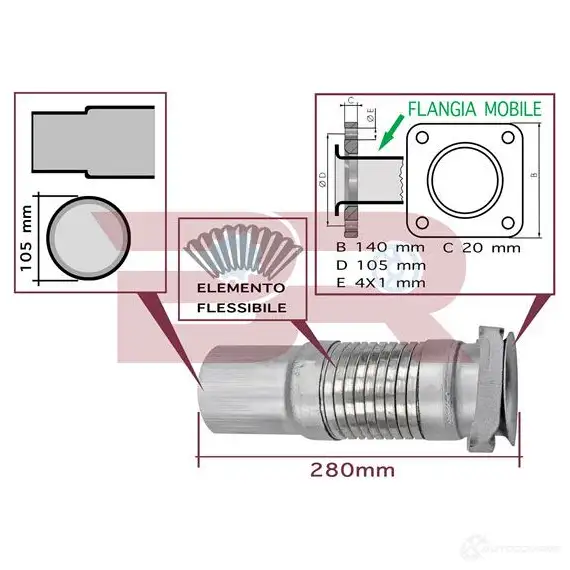 Выхлопная труба глушителя BOTTO RICAMBI E8UL C brm2241 1438753904
