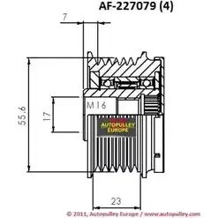 Обгонная муфта генератора AINDE AF227079 1264684217 CXQT5M 5XW 2T изображение 0