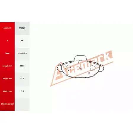 Тормозные колодки, дисковые, комплект ACEMARK FSVTHM 112527 1265200219 1U SGZP1 изображение 0
