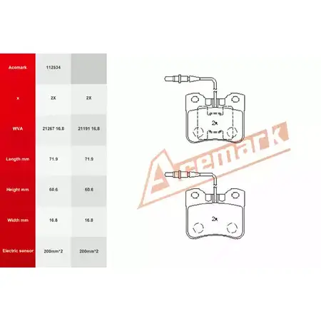 Тормозные колодки, дисковые, комплект ACEMARK 1265200323 CPNPIN R 112534 IQIHQ3 изображение 0