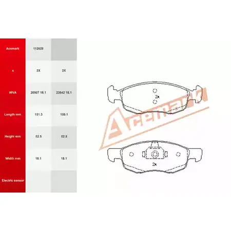 Тормозные колодки, дисковые, комплект ACEMARK 1265201551 32NCYYE IDX UW4 112629 изображение 0