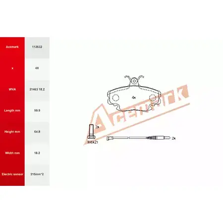 Тормозные колодки, дисковые, комплект ACEMARK 47R3Q 1265201583 112632 ESP EHPT изображение 0