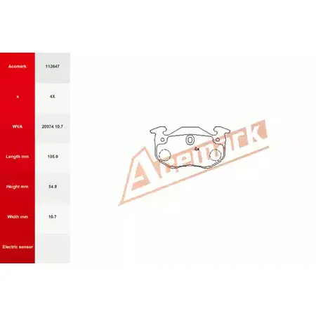 Тормозные колодки, дисковые, комплект ACEMARK 1265201827 3IDJN UM 5HJC 112647 изображение 0