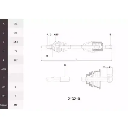 Приводной вал ACEMARK 213210 MVJ3XC5 1265290981 TB XCR изображение 0