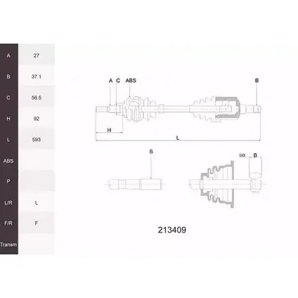 Приводной вал ACEMARK 1265291965 EQW9 V A285G 213409 изображение 0