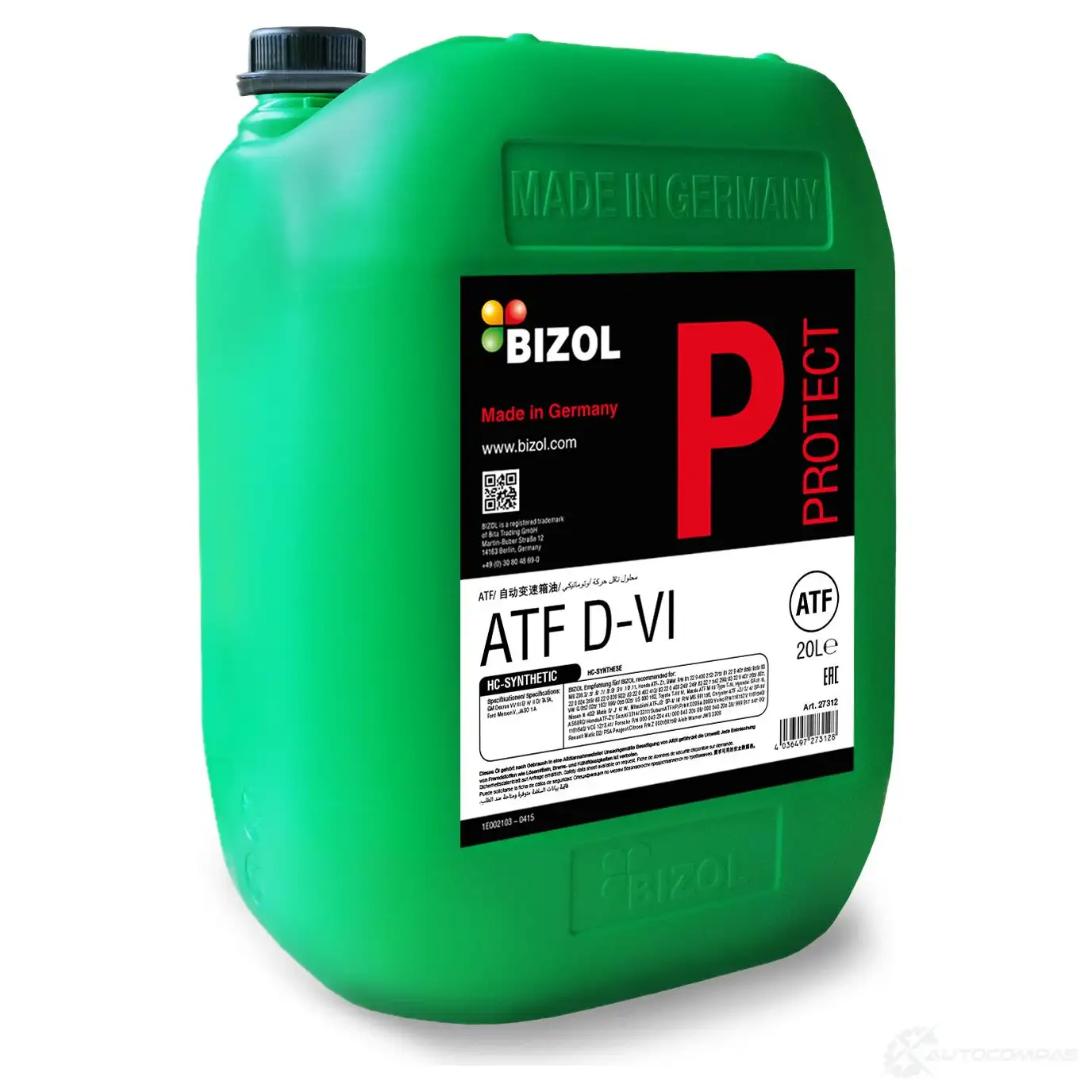 Трансмиссионное масло в акпп синтетическое 27312 BIZOL ATF Dexron 3 G, , 20 л BIZOL 27312 1438272757 9P 739 изображение 0