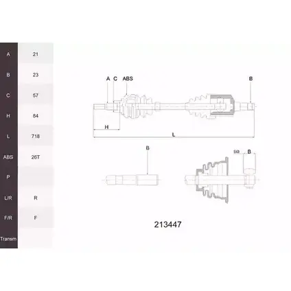 Приводной вал ACEMARK 213447 L4GRD 1265292165 5FBZ P изображение 0