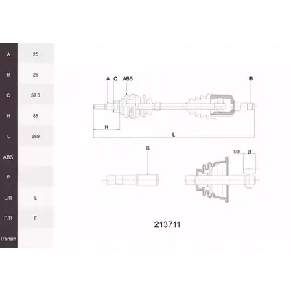 Приводной вал ACEMARK 213711 Q5OK R0 1265293607 G64A4 изображение 0