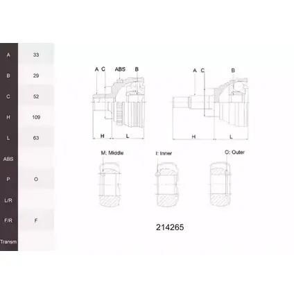 Шрус граната ACEMARK CCP210I JPX DPV 214265 1265296651 изображение 0