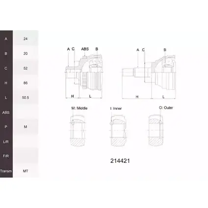 Шрус граната ACEMARK 1265297995 LO0ZD 214421 0NPG ZU изображение 0