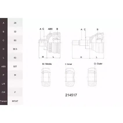 Шрус граната ACEMARK 214517 B E7IR R2OMMHQ 1265299175 изображение 0