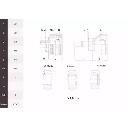 Шрус граната ACEMARK 61MGY0X 1265299853 214659 X2WMP G изображение 0