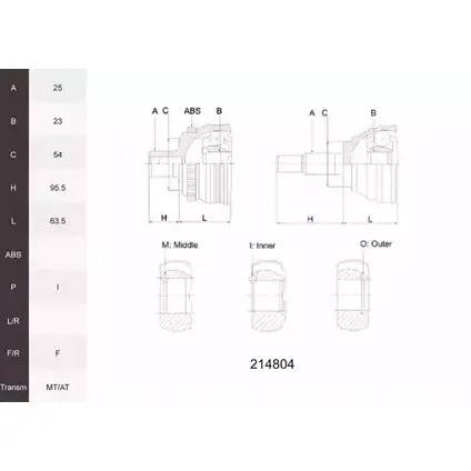 Шрус граната ACEMARK 2VJKDCI IXXS E02 1265300461 214804 изображение 0