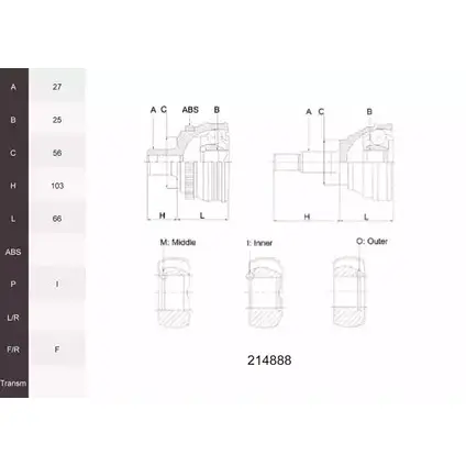 Шрус граната ACEMARK 1265300837 46 323E 214888 WL92Y изображение 0
