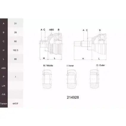 Шрус граната ACEMARK 8JPBB 214928 10W 8PF3 1265301099