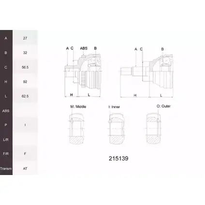 Шрус граната ACEMARK 215139 QOJZGH F KODRH 1265302007 изображение 0