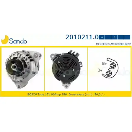 Генератор SANDO II RP6FV 2010211.0 1266717355 3NHFOX0 изображение 0